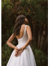 Scoop Neck Ivory Satin Simple Wedding Dress